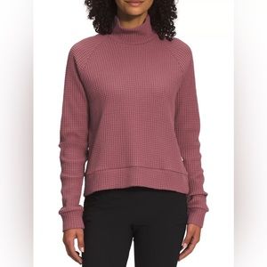 The North Face Chabot Mauve Pink Waffle Knit Mock Neck Sweater